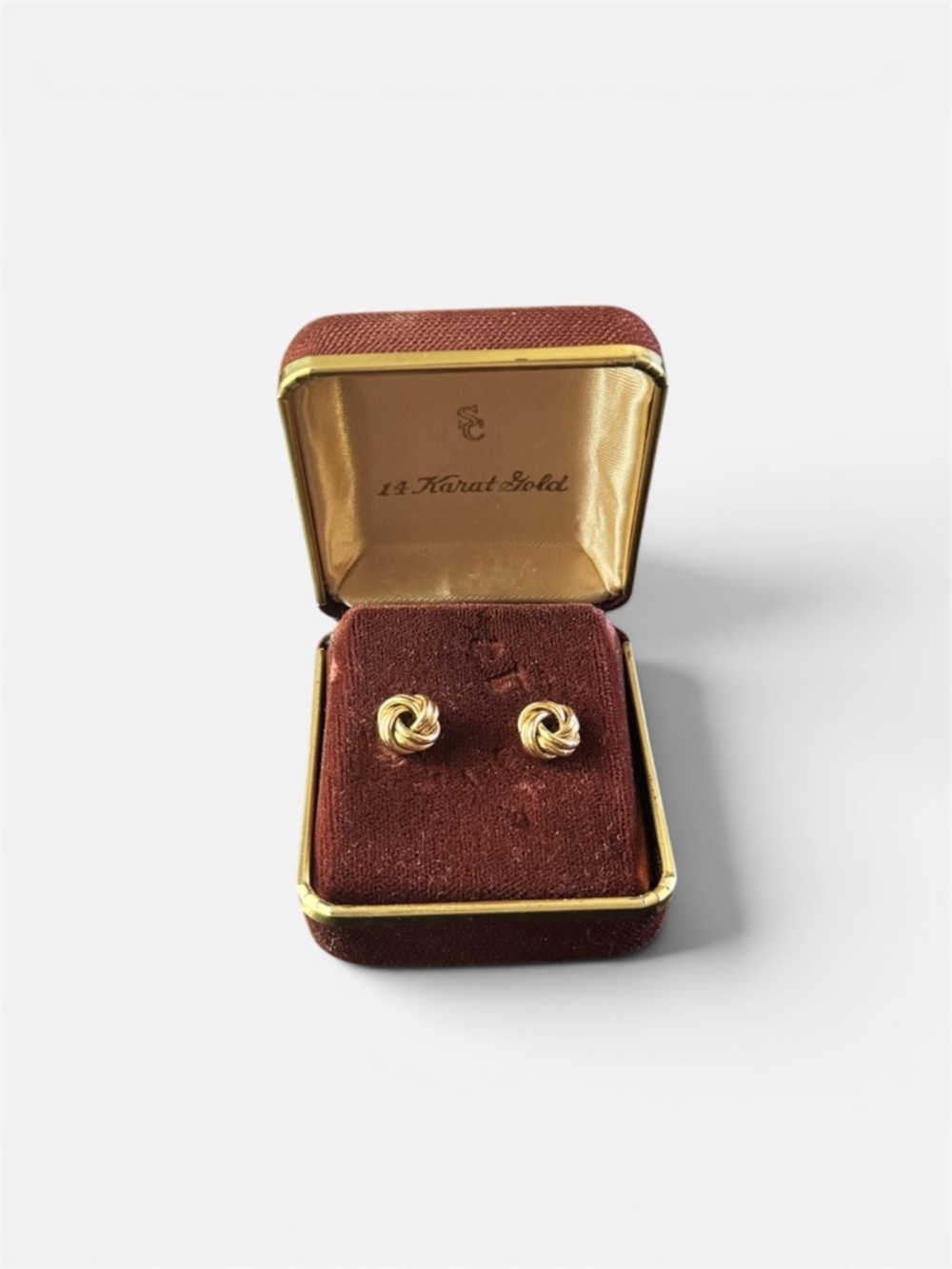 SOLD Vintage SC 14 Karat Gold Small Knot Earring Studs